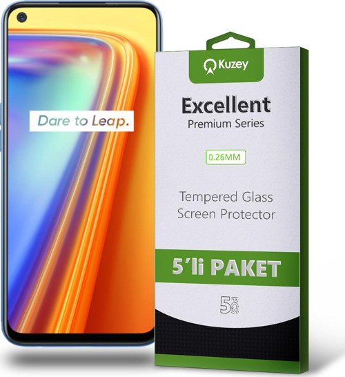 Realme 7 Temperli Ekran Koruyucu Kırılmaz Cam Ekonomik 5'li Paket