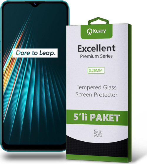 Realme 5 i Temperli Ekran Koruyucu Kırılmaz Cam Ekonomik 5'li Paket
