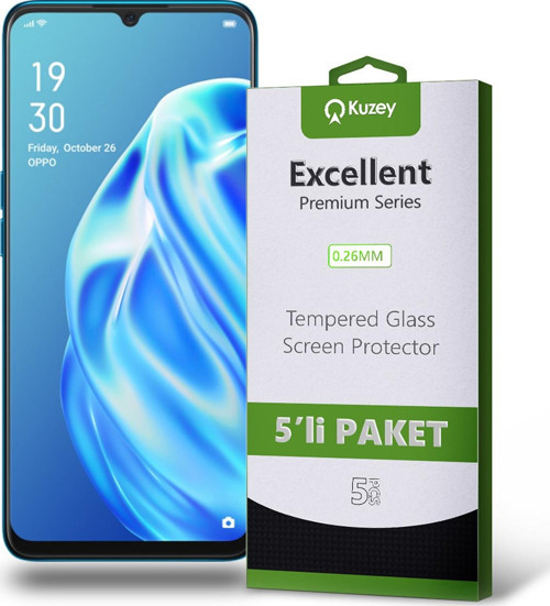 Oppo A91 Temperli Ekran Koruyucu Kırılmaz Cam Ekonomik 5'li Paket