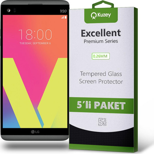 LG V20 Temperli Ekran Koruyucu Kırılmaz Cam Ekonomik 5'li Paket