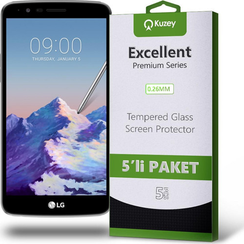 LG Stylus 3 Temperli Ekran Koruyucu Kırılmaz Cam Ekonomik 5'li Paket