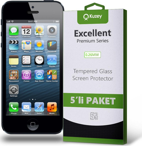 Apple iPhone 5s Temperli Ekran Koruyucu Kırılmaz Cam Ekonomik 5'li Paket