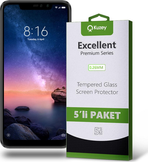 Xiaomi Redmi Note 6 Pro Temperli Ekran Koruyucu Kırılmaz Cam Ekonomik 5'li Paket