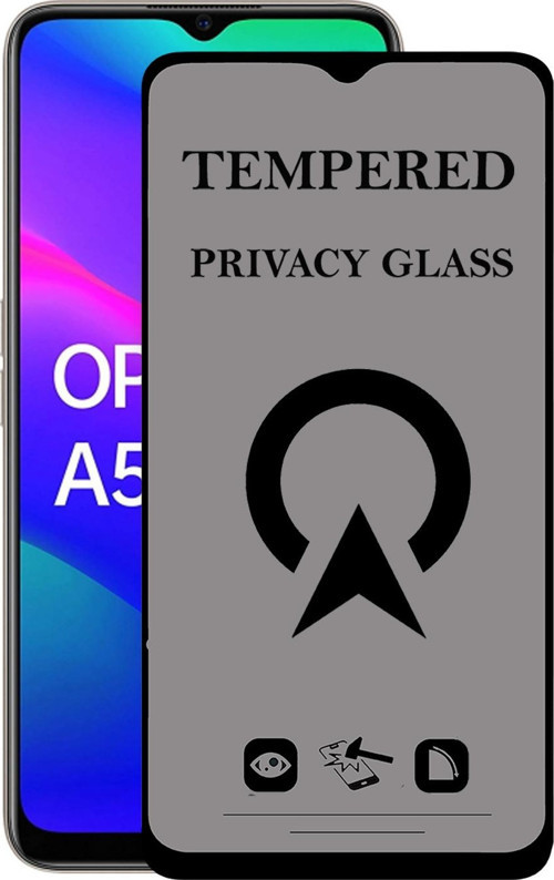 Oppo A5 2020 Tam Kaplayan Privacy Hayalet Temperli Ekran Koruycu Cam