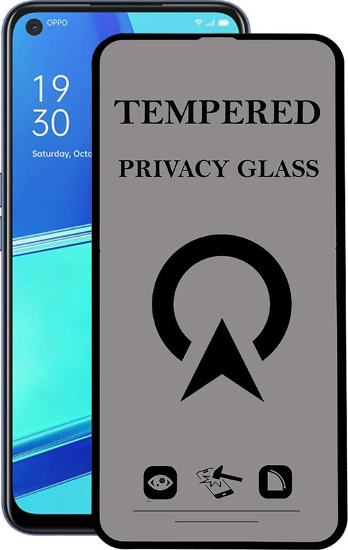 Oppo A52 Tam Kaplayan Privacy Hayalet Temperli Ekran Koruycu Cam