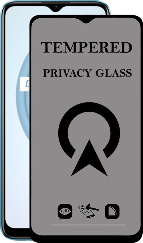 Realme C21 Tam Kaplayan Privacy Hayalet Temperli Ekran Koruycu Cam