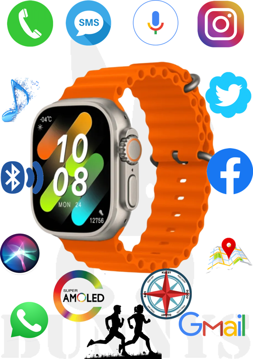 Oppo A55 Uyumlu Watch 8 Ultra 49MM Akıllı Saat HK8 PRO MAX AMOLED EKRAN