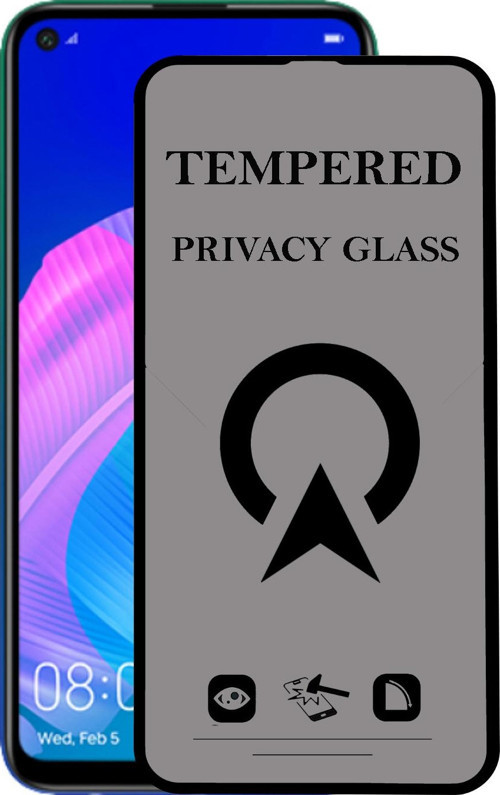 Huawei P40 Lite E Tam Kaplayan Privacy Hayalet Temperli Ekran Koruycu Cam