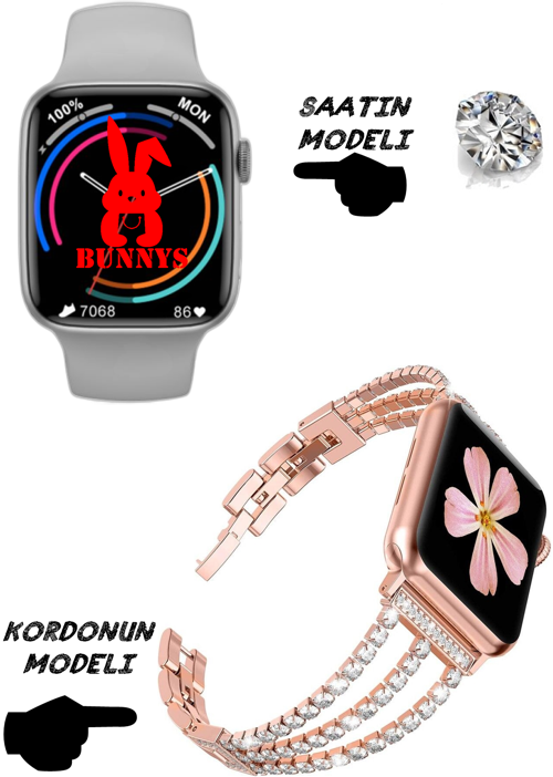 Pırlanta Wacht 8 iPhone Uyumlu Nfc Özellikli Bt Konuşma Özellikli Akıllı Saat