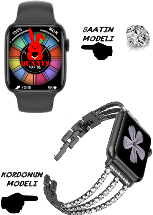 Pırlanta Kordonlu Akıllı Saat Wacht 8 Nfc Özellikli Bt Konuşma Özellikli Akıllı Saat
