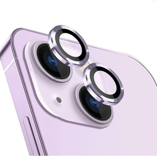 Apple iPhone 14 Plus Alüminyum Alaşım Temperli Cam Kamera Lens Koruyucu - Lila