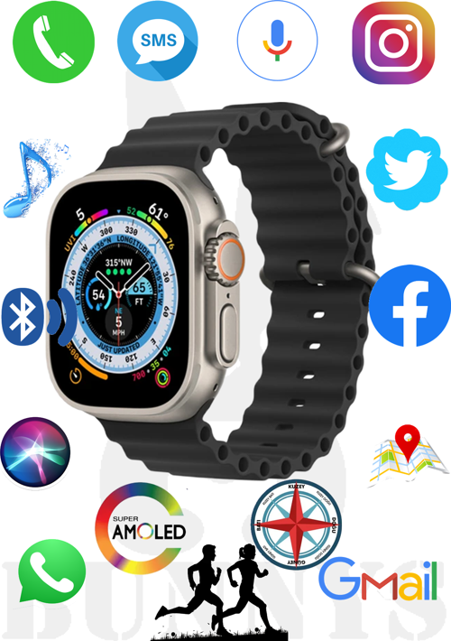 Samsung Galaxy A42 Uyumlu Akıllı Saat Konuşma Özellikli Watch 8 Ultra 49MM AMOLED EKRAN
