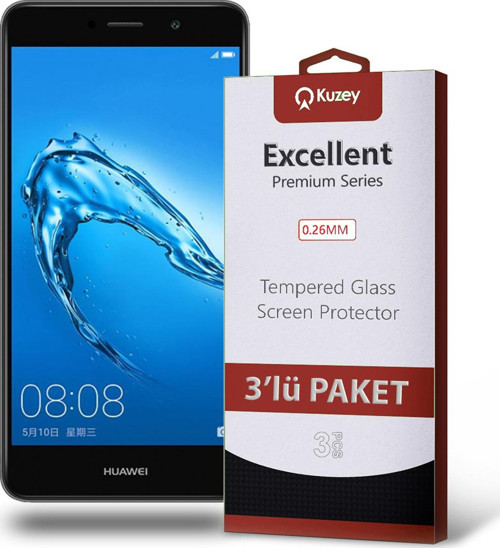 Huawei Y7 Temperli Ekran Koruyucu Kırılmaz Cam Ekonomik 3'lü Paket