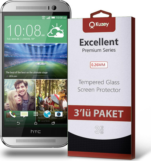 HTC One M8 Temperli Ekran Koruyucu Kırılmaz Cam Ekonomik 3'lü Paket