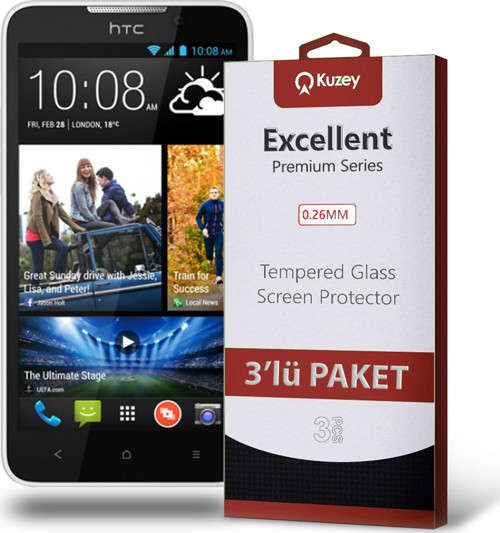 HTC Desire 516 Temperli Ekran Koruyucu Kırılmaz Cam Ekonomik 3'lü Paket