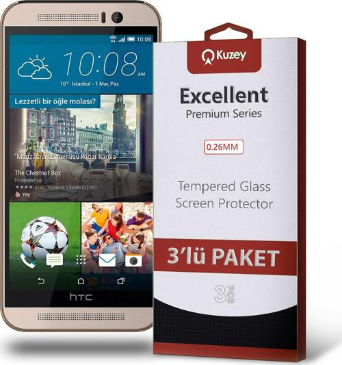 HTC One M9 Temperli Ekran Koruyucu Kırılmaz Cam Ekonomik 3'lü Paket