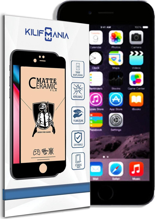 Apple Iphone 6 Plus Tam Kaplayan Mat Seramik Nano Esnek Ekran Koruyucu - Siyah