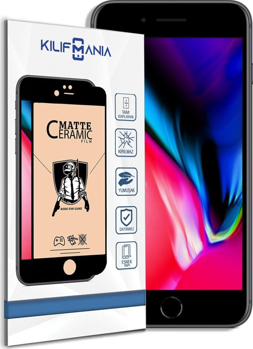 Apple Iphone 8 Plus Tam Kaplayan Mat Seramik Nano Esnek Ekran Koruyucu - Siyah