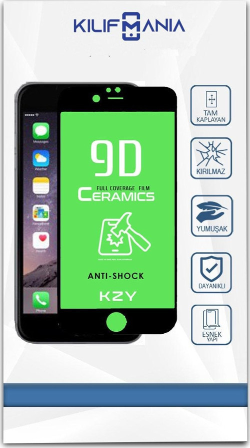 Apple Iphone 6 Plus Tam Kaplayan Seramik Nano Esnek Ekran Koruyucu - Siyah