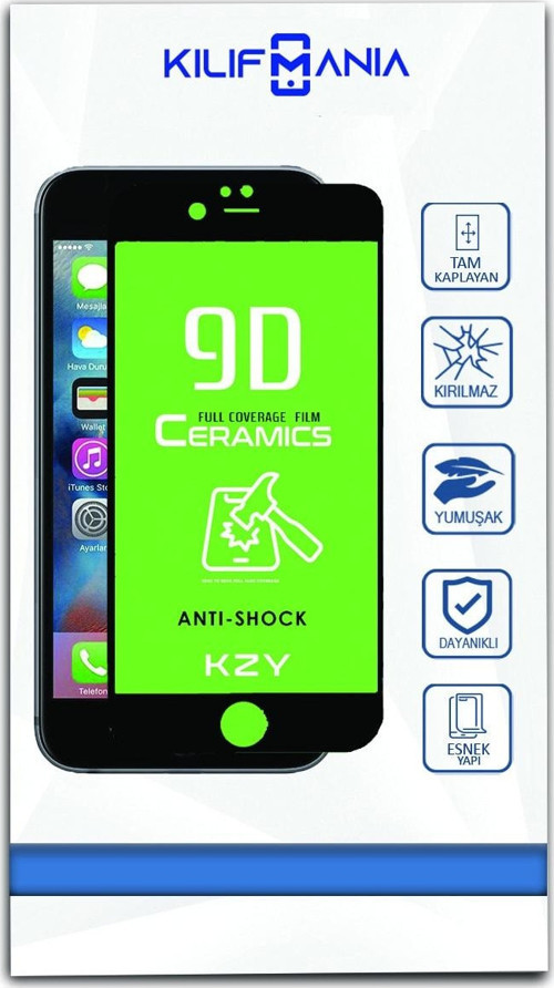 Apple Iphone 6s Plus Tam Kaplayan Seramik Nano Esnek Ekran Koruyucu - Siyah