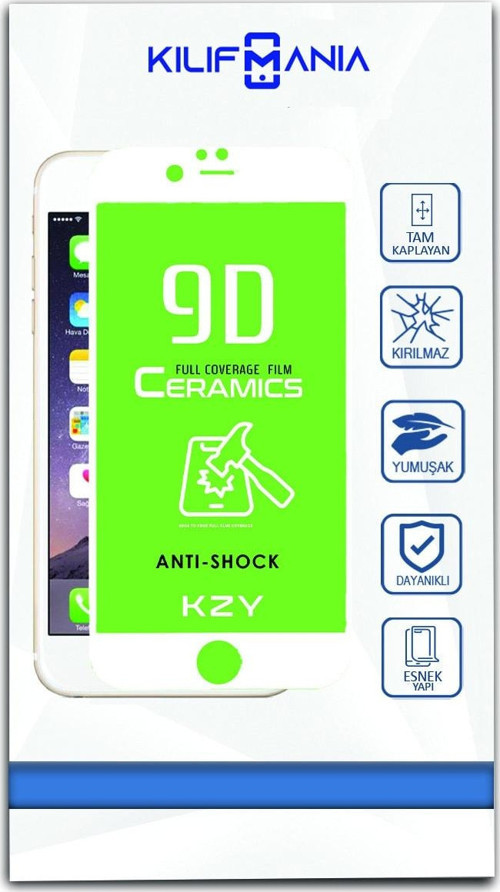 Apple Iphone 6 Plus Tam Kaplayan Seramik Nano Esnek Ekran Koruyucu - Beyaz