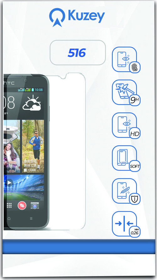 HTC 516 Temperli Ekran Koruyucu Kırılmaz Cam