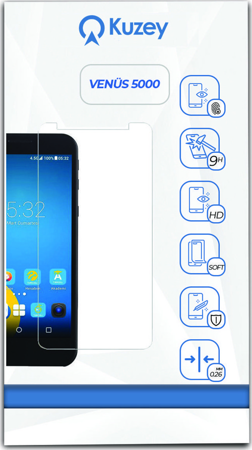 Vestel Venüs 5000 Temperli Ekran Koruyucu Kırılmaz Cam