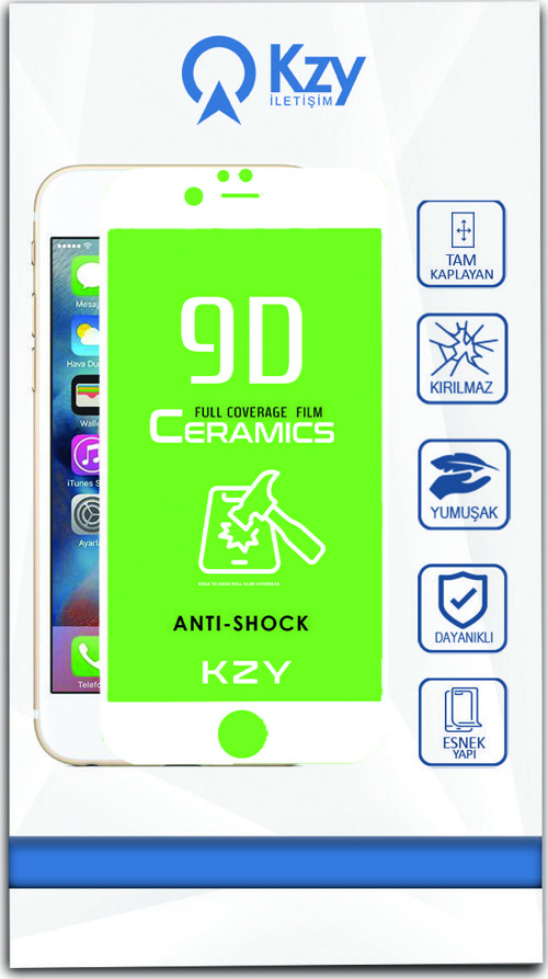 Apple iPhone 6s Tam Kaplayan Seramik Nano Esnek Ekran Koruyucu - Beyaz