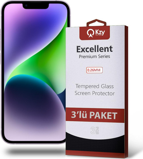 Apple iPhone 14 Temperli Ekran Koruyucu Kırılmaz Cam Ekonomik 3'lü Paket