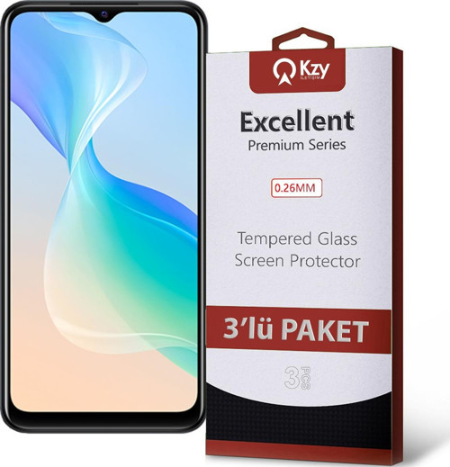 Vivo Y33s Temperli Ekran Koruyucu Kırılmaz Cam Ekonomik 3'lü Paket
