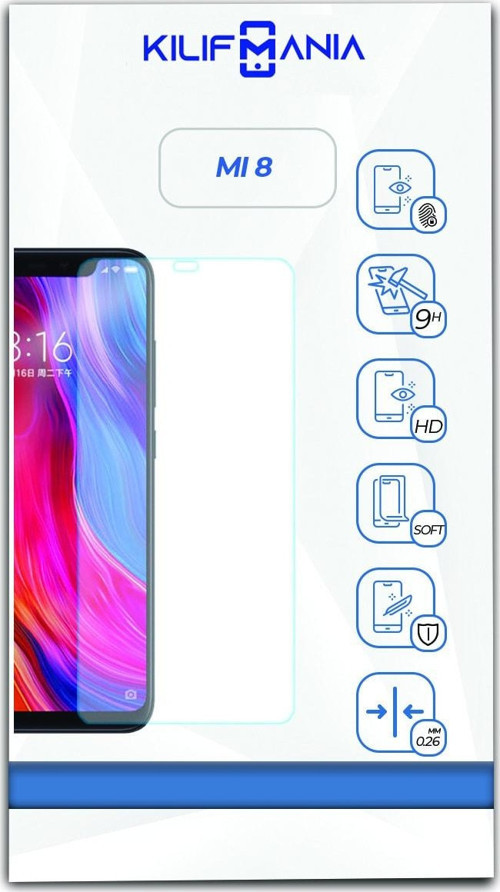 Xiaomi Mi 8 Uyumlu Temperli Ekran Koruyucu Kırılmaz Cam