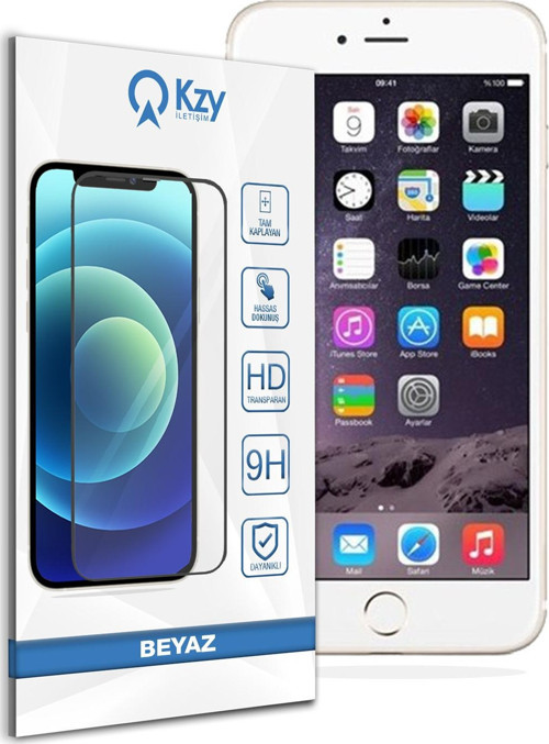 Apple iPhone 6 Plus Tam Kaplayan Temperli Ekran Koruyucu Cam - Beyaz