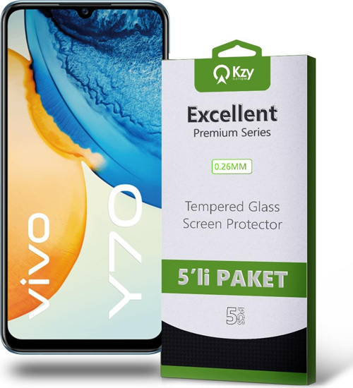Vivo Y70 Temperli Ekran Koruyucu Kırılmaz Cam Ekonomik 5'lİ Paket