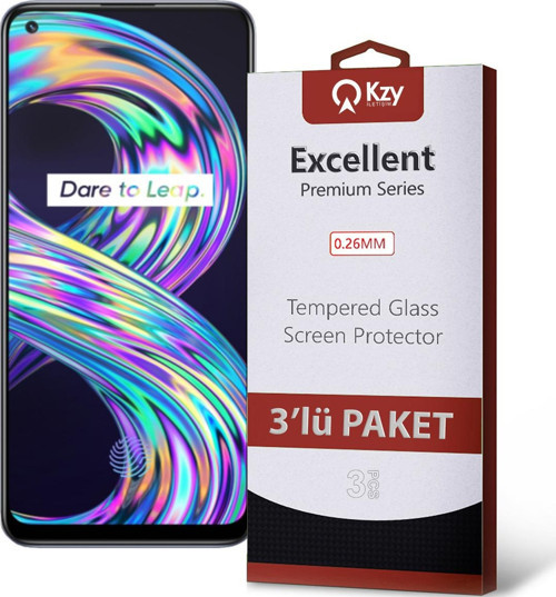 Realme 8 Temperli Ekran Koruyucu Kırılmaz Cam Ekonomik 3'lü Paket