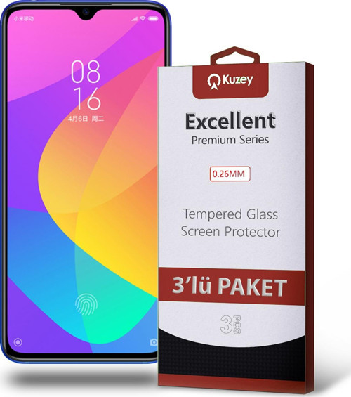Xiaomi Mi 9 Lite Temperli Ekran Koruyucu Kırılmaz Cam Ekonomik 3'lü Paket