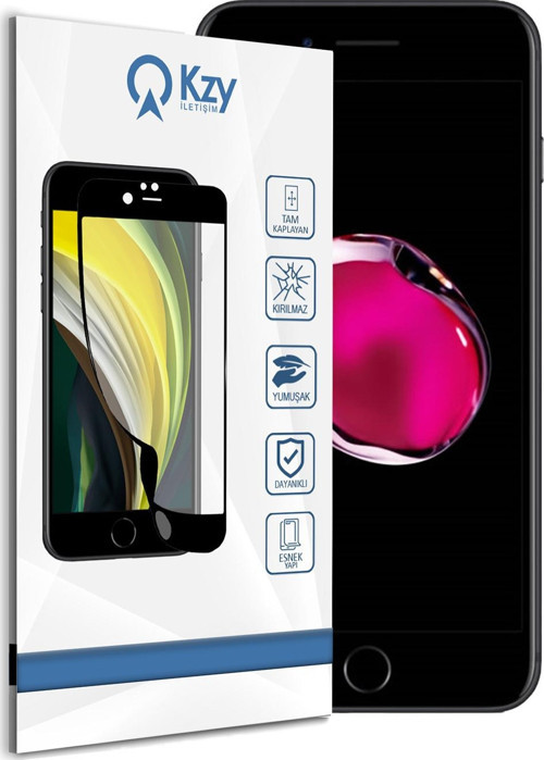 Apple iPhone 7 Siyah Tam Kaplayan Fibernano Ekran Koruyucu Esnek Cam