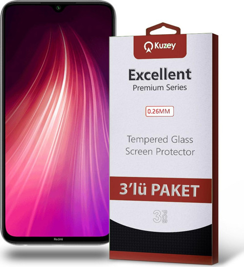 Xiaomi Redmi Note 8 Temperli Ekran Koruyucu Kırılmaz Cam Ekonomik 3'lü Paket