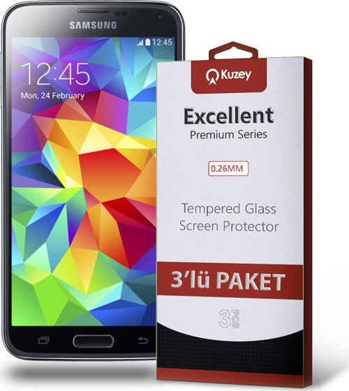 Samsung Galaxy S5 Temperli Ekran Koruyucu Kırılmaz Cam Ekonomik 3'lü Paket