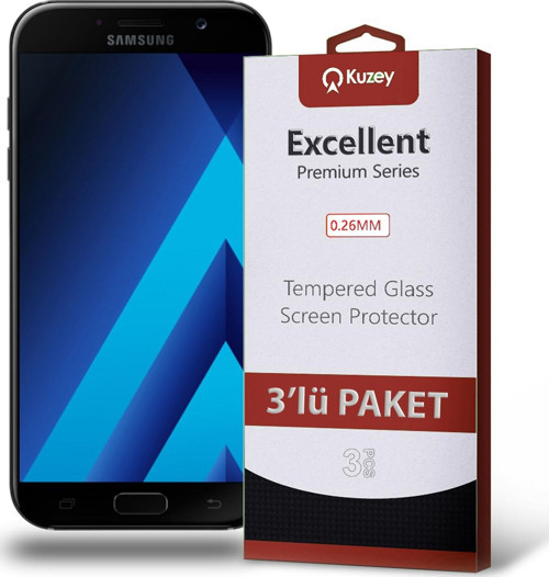 Samsung Galaxy A7 2017 Temperli Ekran Koruyucu Kırılmaz Cam Ekonomik 3'lü Paket