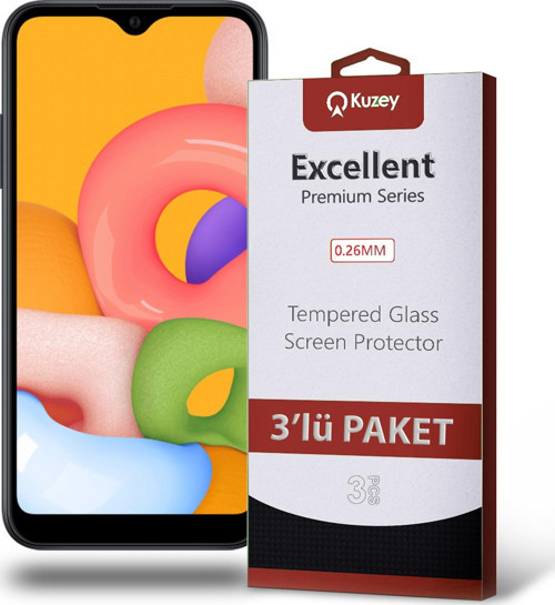 Samsung Galaxy M01 Temperli Ekran Koruyucu Kırılmaz Cam Ekonomik 3'lü Paket