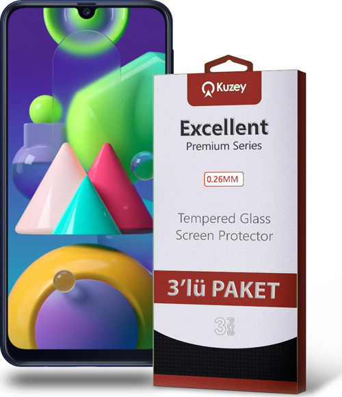 Samsung Galaxy M21 Temperli Ekran Koruyucu Kırılmaz Cam Ekonomik 3'lü Paket