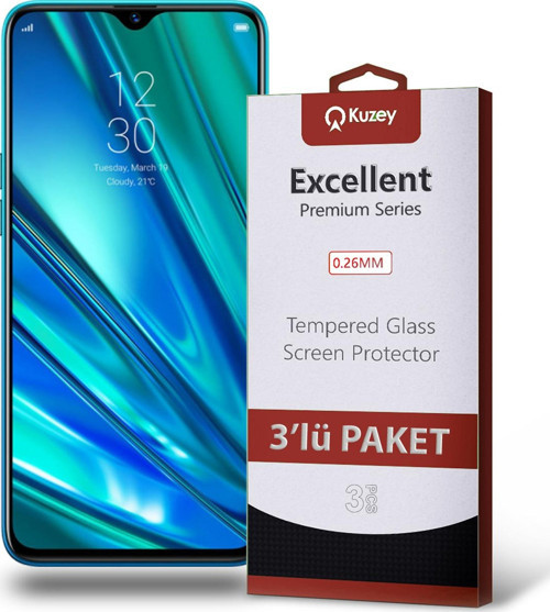 Realme 5 Pro Temperli Ekran Koruyucu Kırılmaz Cam Ekonomik 3'lü Paket