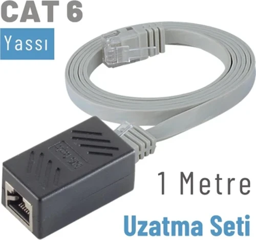 1 Metre CAT6 Kablo Uzatma Seti, Yassı Ethernet Kablo ve Ekleyici