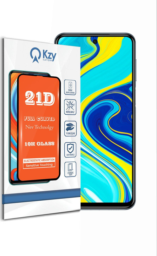 Xiaomi Redmi Note 9S Tam Kaplayan 21D Temperli Ekran Koruyucu Cam