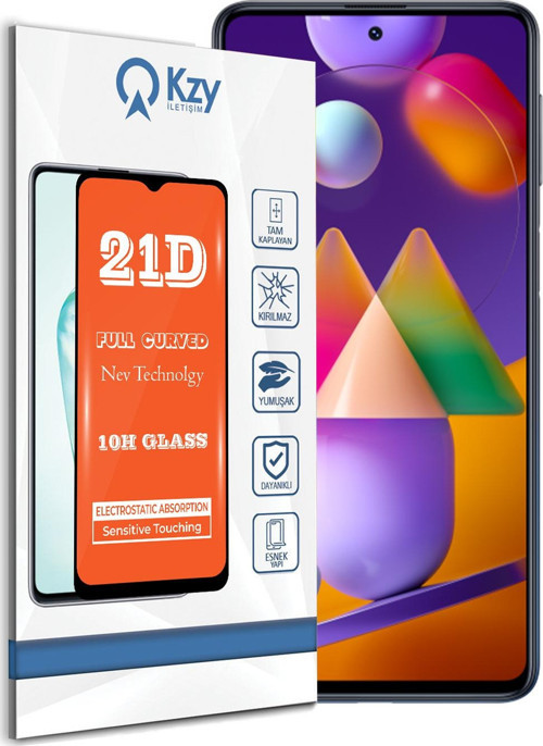 Samsung Galaxy M31S Tam Kaplayan 21D Temperli Ekran Koruyucu Cam