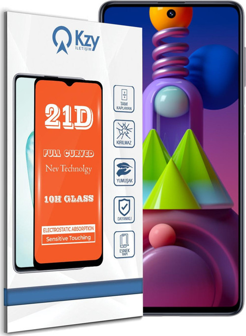Samsung Galaxy M51 Tam Kaplayan 21D Temperli Ekran Koruyucu Cam