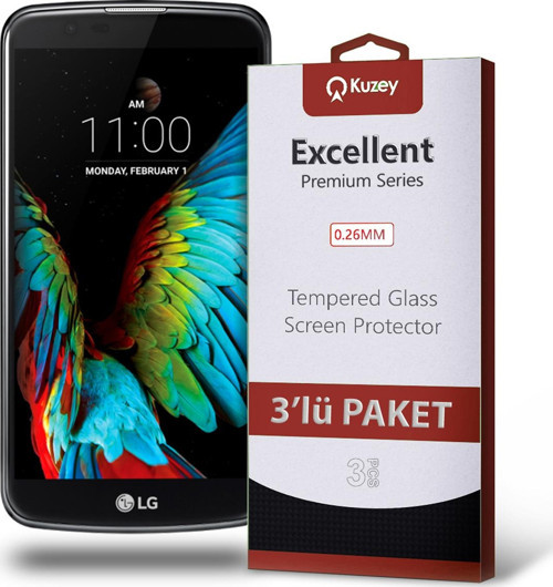 LG K10 Temperli Ekran Koruyucu Kırılmaz Cam Ekonomik 3'lü Paket