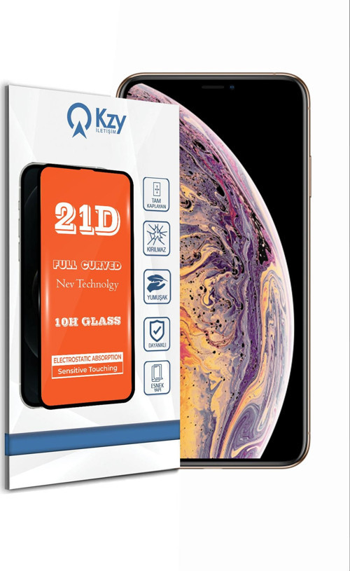 Apple iPhone Xs Max Tam Kaplayan 21D Temperli Ekran Koruyucu Cam