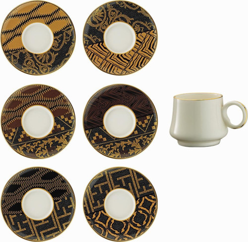 1453 Kariye Yüzük Gold 12 Parça 6 Kişilik Kahve Fincan Takımı 90 ml