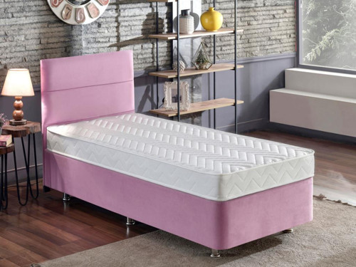 Niron Pinky Tek Kişilik Yatak Seti - Pembe Kumaş Baza, Başlık ve Yatak Takımı